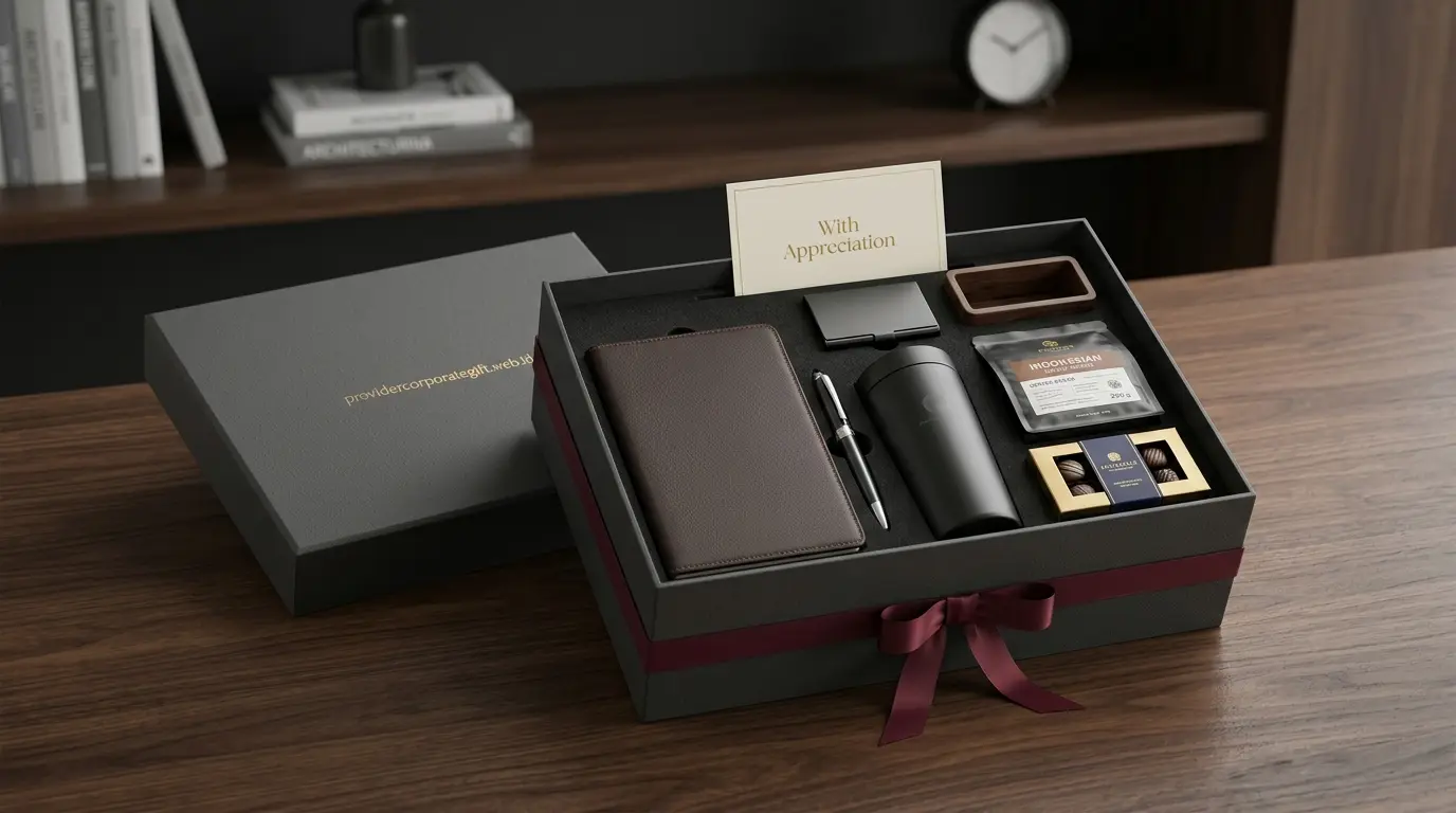 Corporate gift box premium dengan isi menarik dan desain eksklusif