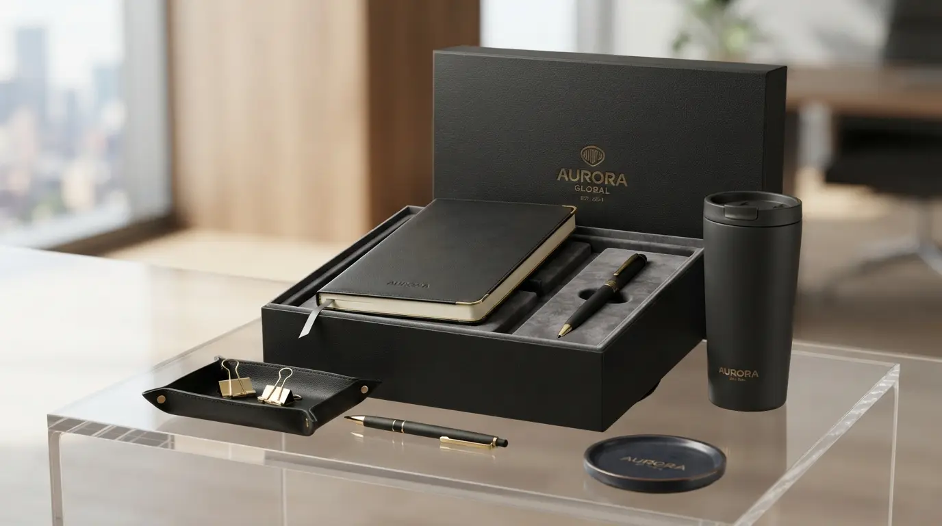 Ilustrasi gift set untuk klien korporat