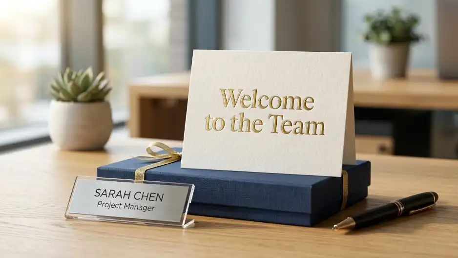 Detail personal label nama dan kartu ucapan pada welcome kit