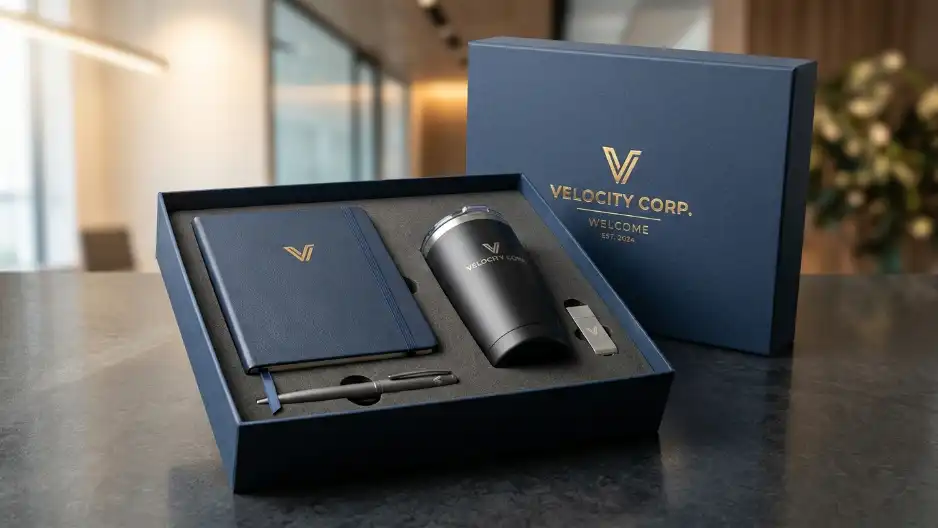 Elemen Desain Welcome Gift Set Perusahaan yang Membangun Kesan Pertama
