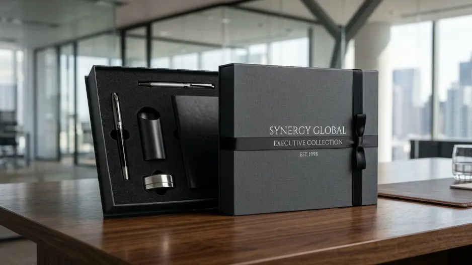 Kemasan eksklusif dan detail finishing gift set custom perusahaan